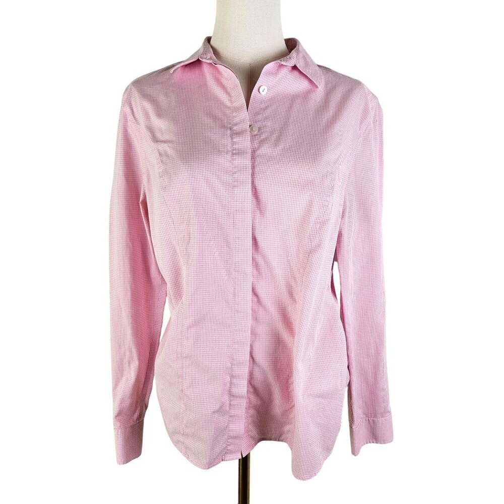 Charles‎ Tyrwhitt Pink Gingham Tailored Non-Iron Womens Button-Up Shirt Sz 10